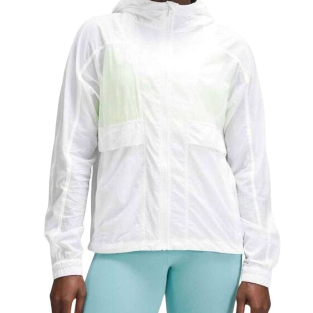 LULULEMON ATHLETICA Hood Lite Rain Jacket In White Size 8 - Picture 2 of 3